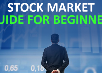 a man standing and watching the sentence writing in front of him and that sentence refers to the stock market for beginners guide